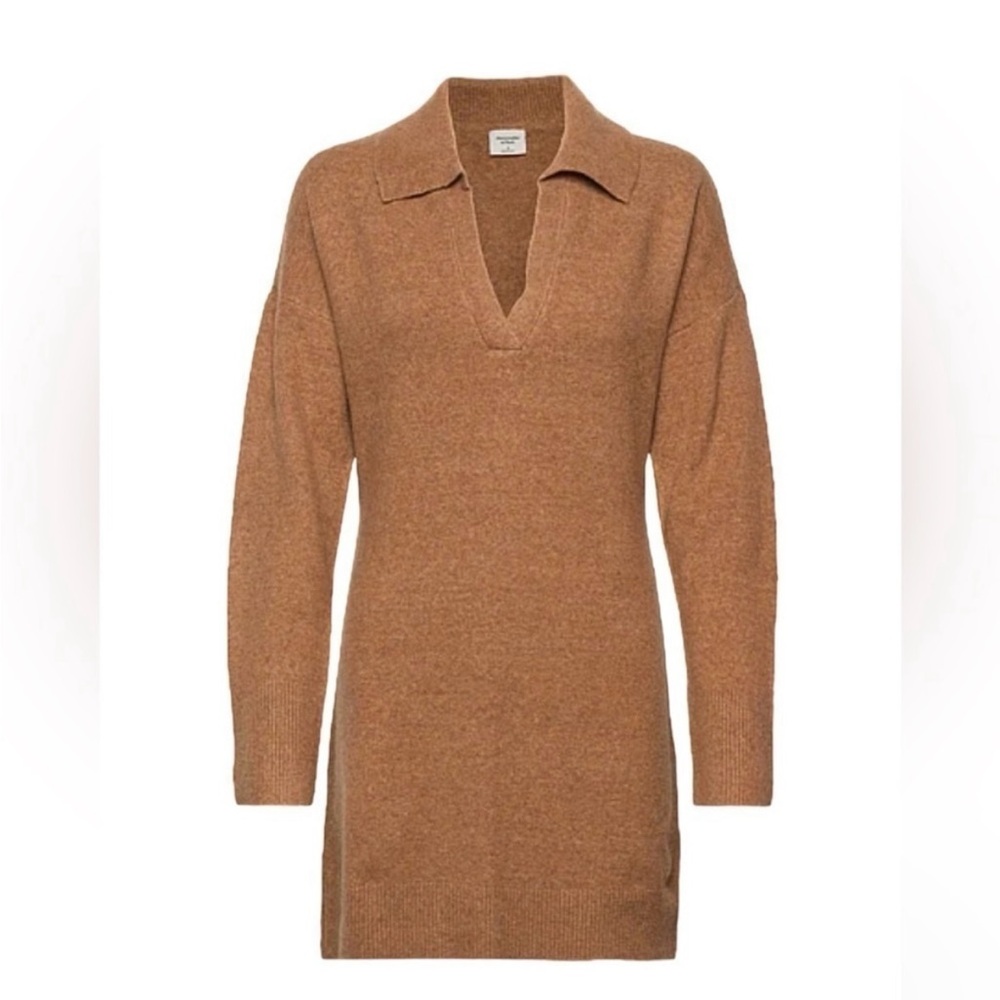 NEW Abercrombie & Fitch Collared Wool Blend Sweater Dress XL Tall V-neck